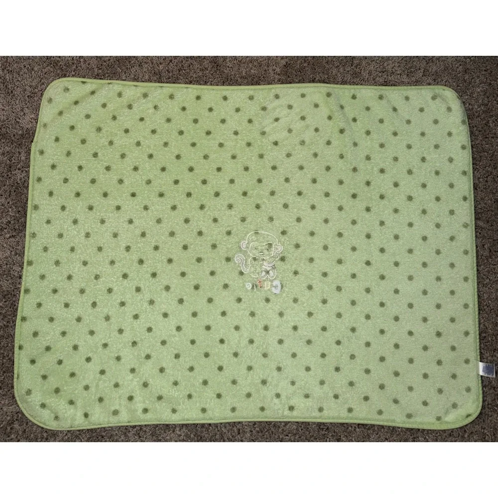 Child‎ Of Mine Green Monkey Cutie Polka Dot Fleece Baby Blanket Soft Carter's